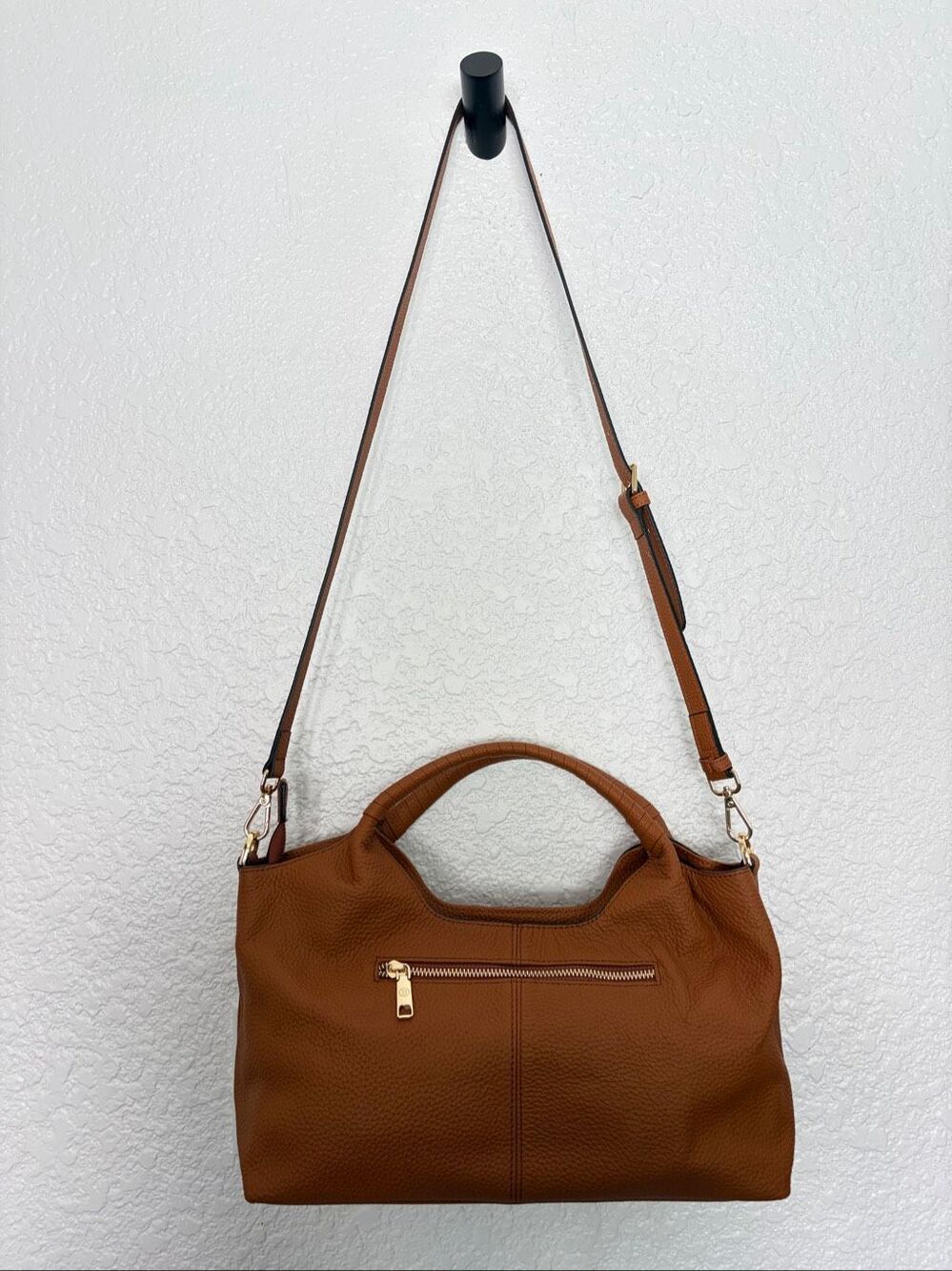 BOSTANTEN Nevin Cognac Pebbled Leather Satchel Crossbody Bag NWOT - Picture 6 of 12